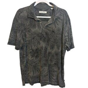 Tommy Bahama Palmetto Police Shirt Men’s Large Palm Tree Leaf Print Beach Causua
